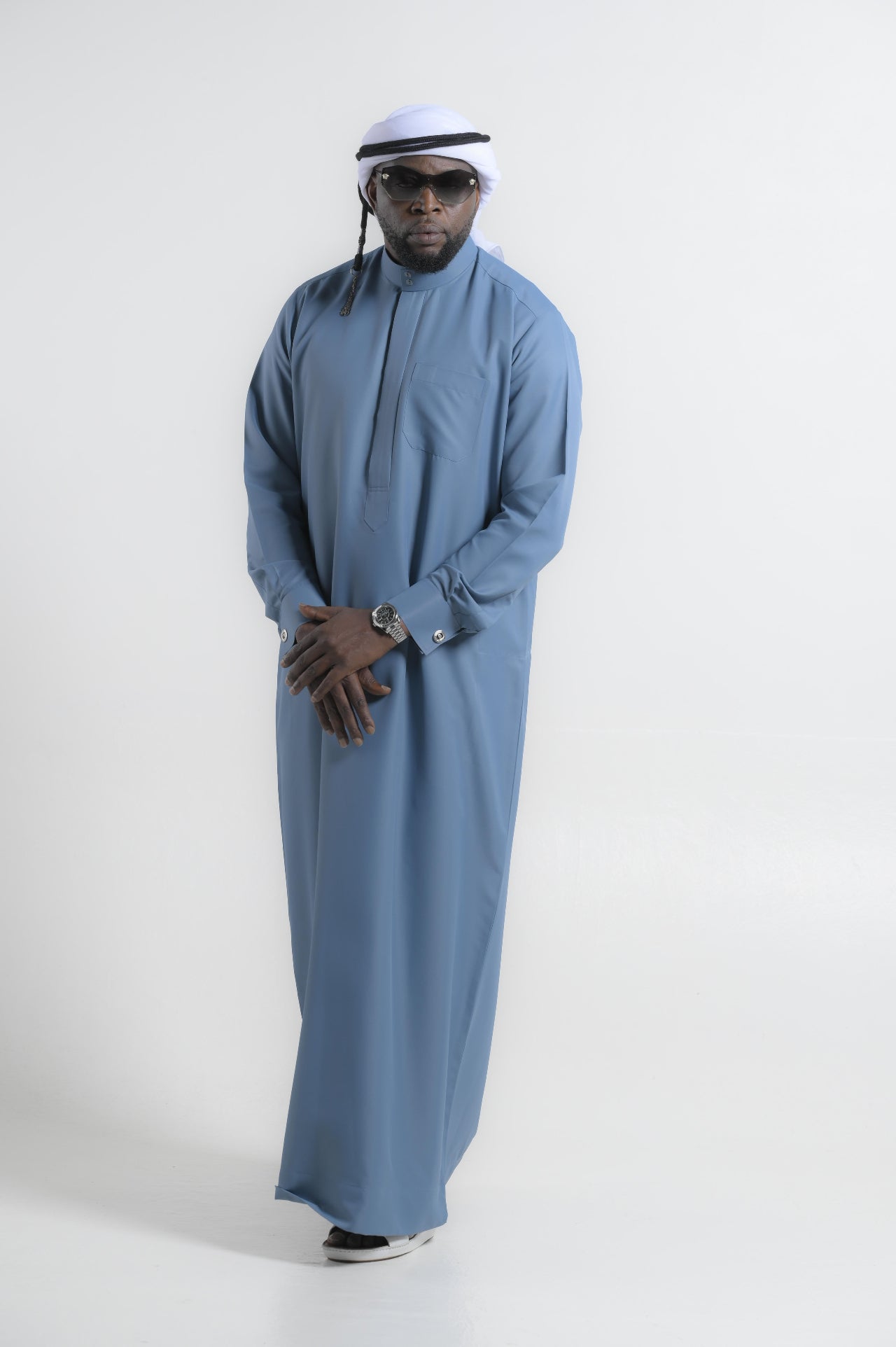 Certified Drip Saudi In Muted Slate Blue Kandura — 24K | The World’s Most Wanted Kandura