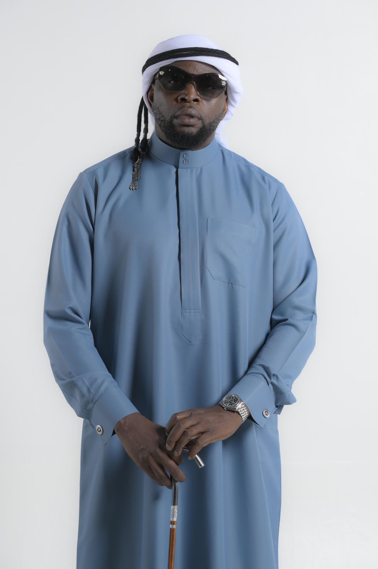 Certified Drip Saudi In Muted Slate Blue Kandura — 24K | The World’s Most Wanted Kandura