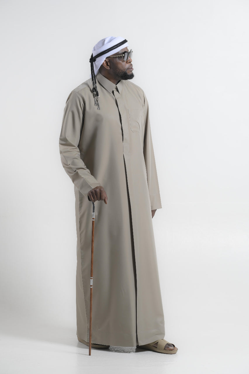 Qatari In Taupe Beige Kandura — 24K | The World’s Most Wanted Kandura