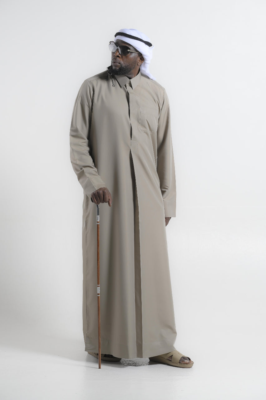 Qatari In Taupe Beige Kandura — 24K | The World’s Most Wanted Kandura