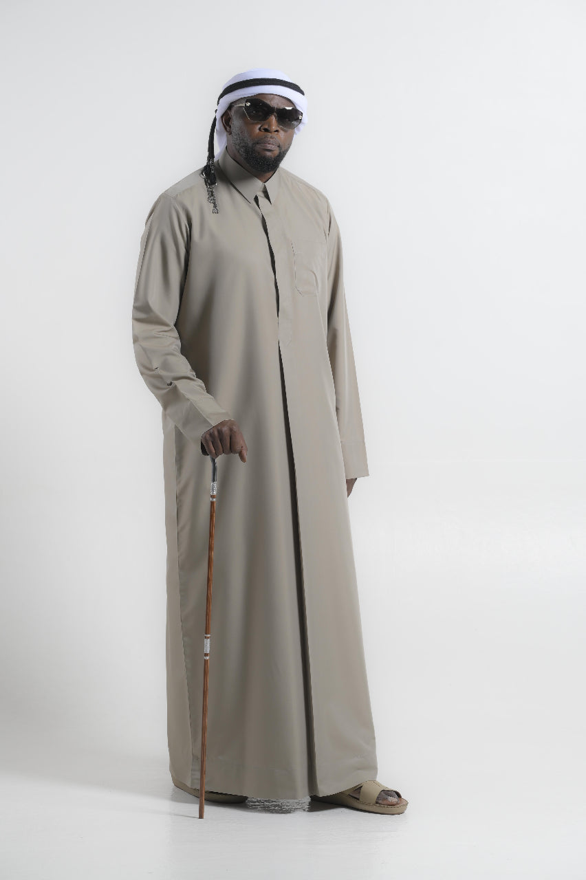 Qatari In Taupe Beige Kandura — 24K | The World’s Most Wanted Kandura