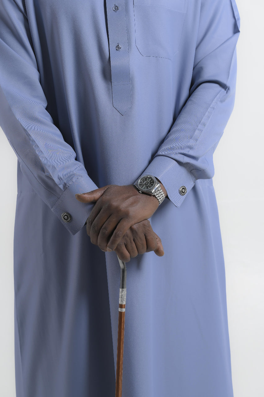 Qatari In Muted Slate Blue Kandura — 24K | The World’s Most Wanted Kandura