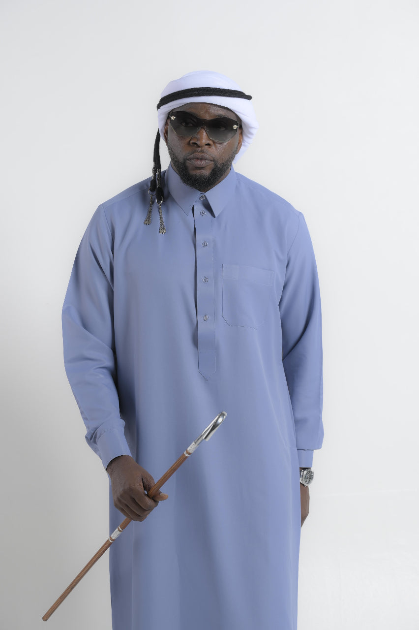 Qatari In Muted Slate Blue Kandura — 24K | The World’s Most Wanted Kandura