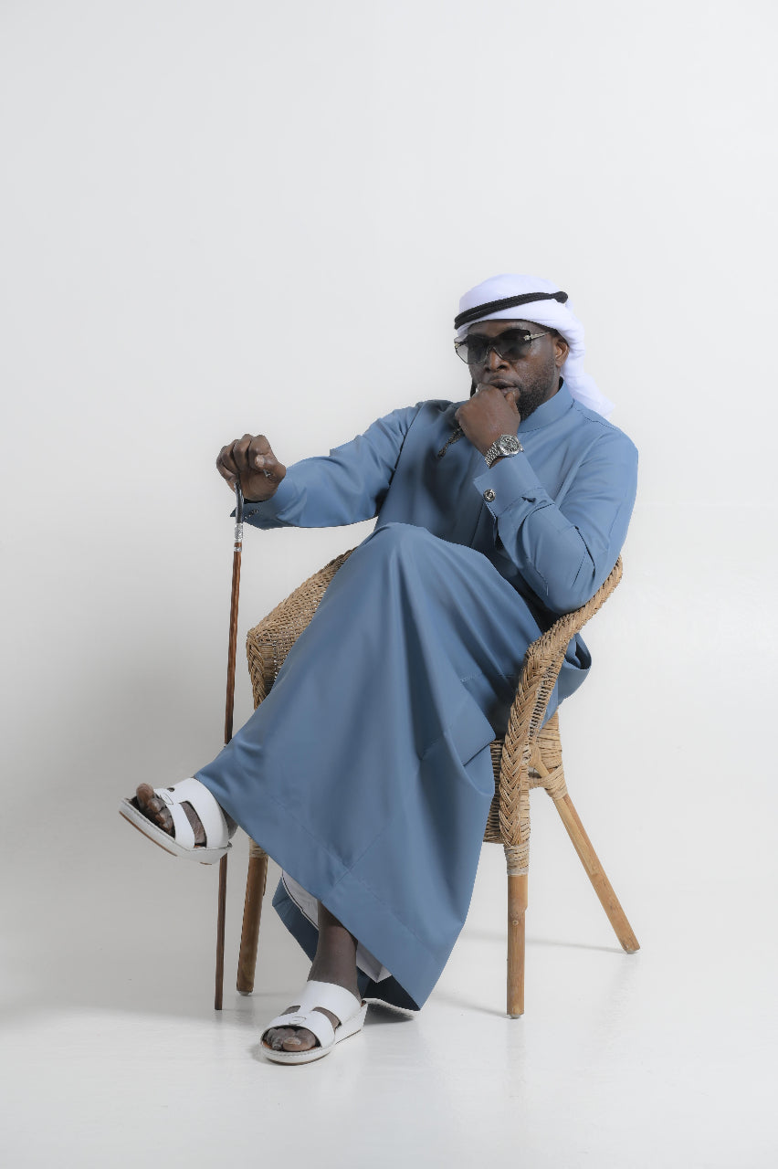 Certified Drip Saudi In Muted Slate Blue Kandura — 24K | The World’s Most Wanted Kandura