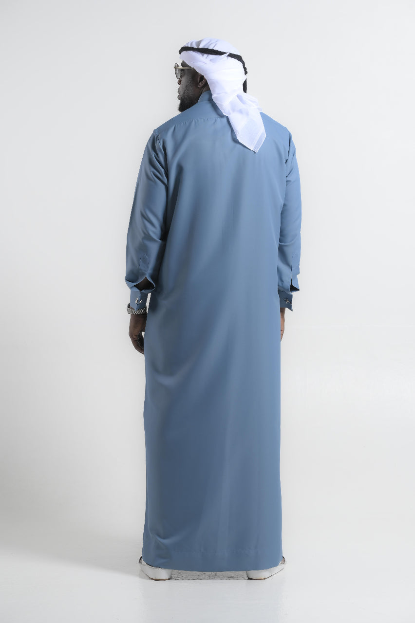 Certified Drip Saudi In Muted Slate Blue Kandura — 24K | The World’s Most Wanted Kandura