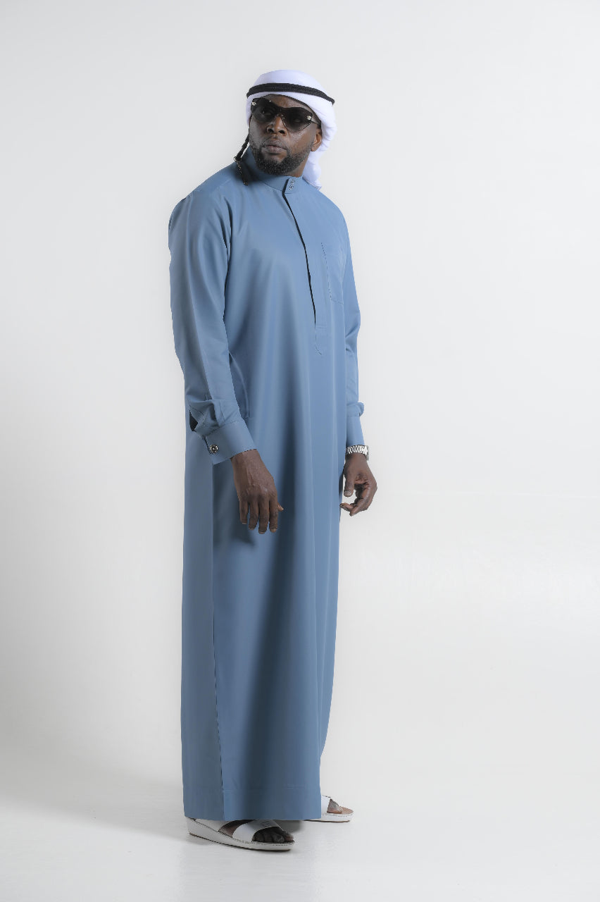 Certified Drip Saudi In Muted Slate Blue Kandura — 24K | The World’s Most Wanted Kandura